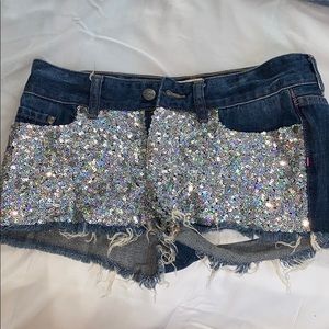 Victoria secret pink bling jean shorts